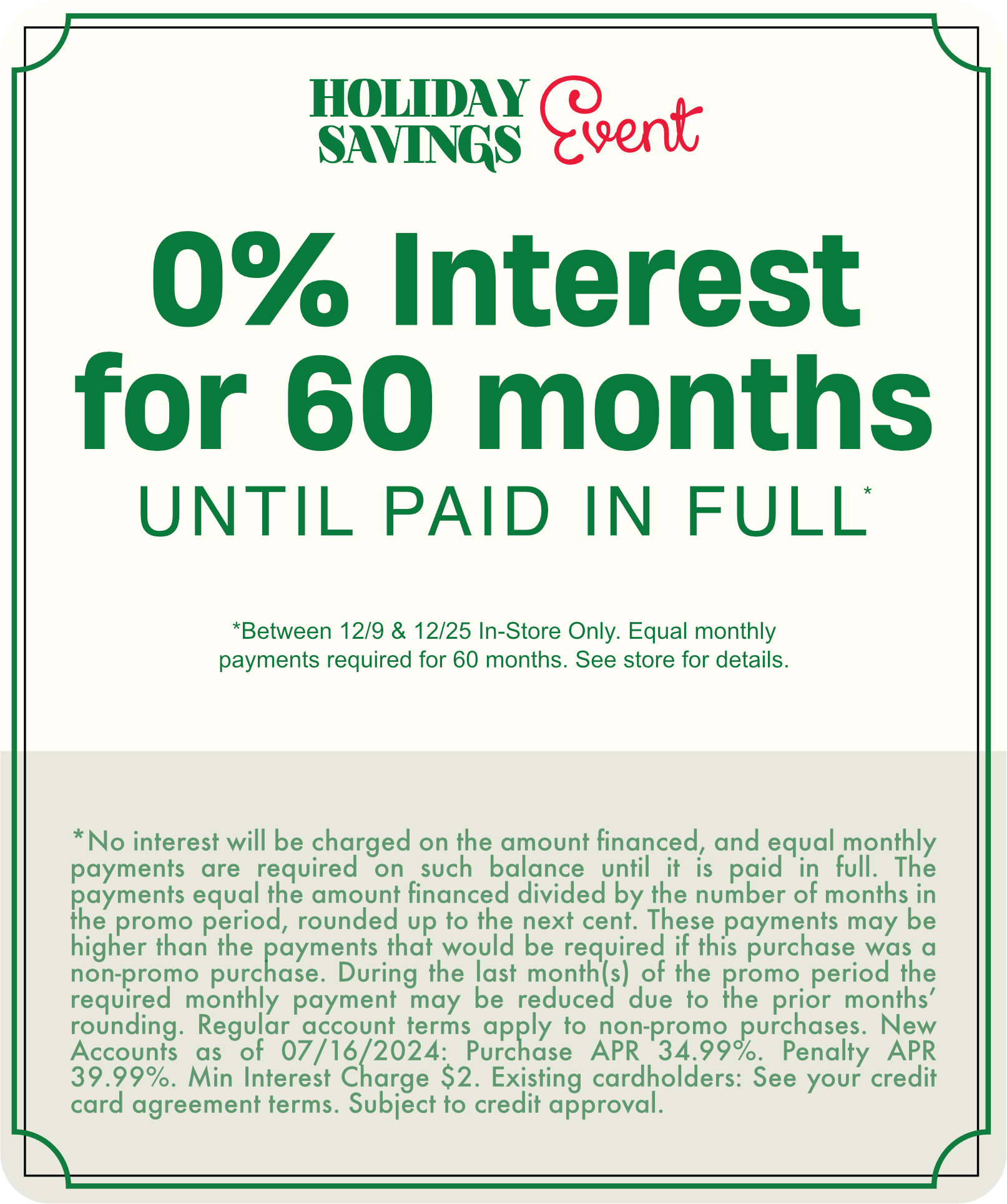 Special Financing on Furniture & Mattresses