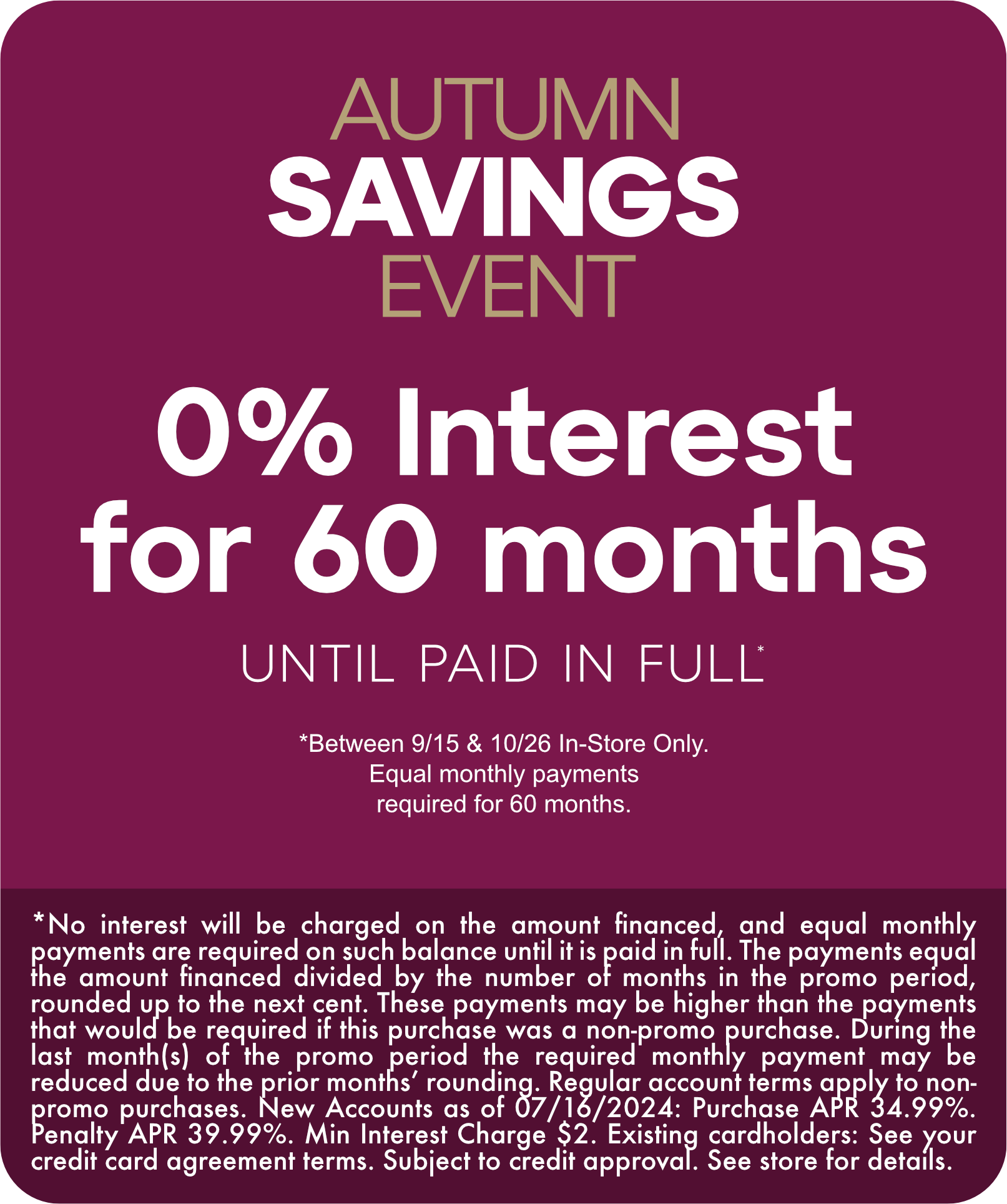 Special Financing on Furniture & Mattresses